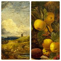 19TH CENTURY BRITISH SCHOOL oils on canvas - Kent, still life of fruit, 23.5 x 19.5cms, and unknown,