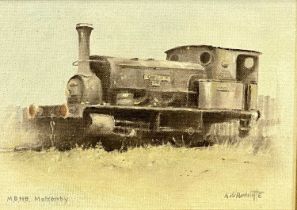 K. W. RADCLIFFE (British 20th Century) oil on board - dockside locomotive "M. D. H. E. Melsonby",