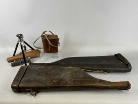 TWO LEATHER GUN CASES ETC one marked C. A. Day Southampton no. 2, 78cms (l) Provenance: private