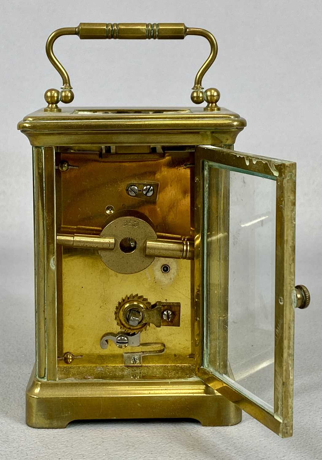 FRENCH GILDED BRASS CASED CARRIAGE CLOCK in leather travel case, 14cms (h) Provenance: private - Image 3 of 6