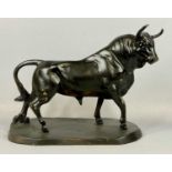 PAINTED CAST BRASS FIGURE OF A BULL, 28 (h) x 40cms (l) Provenance: private collection Gwynedd