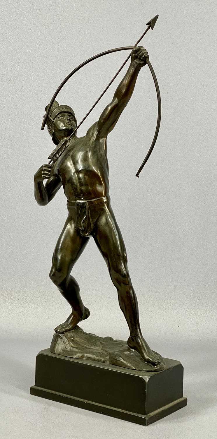 A PAIR OF SPELTER FIGURES Roman archer and Roman soldier holding shield, 42cms (h) Provenance: - Image 3 of 5