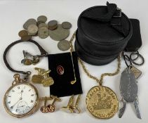 GOLD PLATED POCKET WATCH, COINS & COLLECTABLES, open faced white dial marked H & R Marsh, Bath,