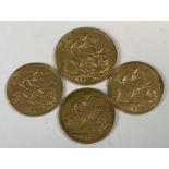 FOUR EDWARD VII GOLD FULL & HALF SOVEREIGNS, 1910, 8gms, 1902, 4gms, 1903, 4gms, 1907, 4gms