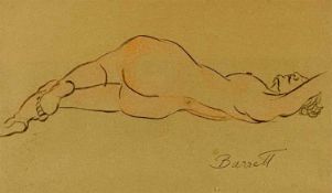 ‡ OLIVER O' CONNOR BARRETT pastel sketch - reclining nude female, signed lower right, 26 x 43cms