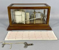 FRAMSIOLI BROTHERS MAHOGANY CASED CLOCKWORK BAROGRAPH, with thermometer, case with bevelled glass,