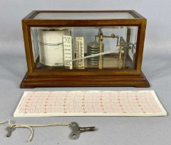 FRAMSIOLI BROTHERS MAHOGANY CASED CLOCKWORK BAROGRAPH, with thermometer, case with bevelled glass,