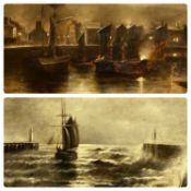 ‡ H. KIRKPATRICK oil on board, a pair - Ramsey Harbour at dusk, signed and dated 1922 lower right,