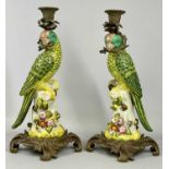 PAIR OF WONG LEE PORCELAIN & GILT METAL MOUNTED CANDLESTICKS an attractive pair, 20th century, in