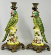 PAIR OF WONG LEE PORCELAIN & GILT METAL MOUNTED CANDLESTICKS an attractive pair, 20th century, in