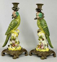 PAIR OF WONG LEE PORCELAIN & GILT METAL MOUNTED CANDLESTICKS an attractive pair, 20th century, in