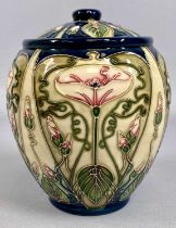 MOORCROFT MODERN JAR & COVER, Avensis pattern by Rachel Bishop for Sinclair's, 15cms (h) Provenance: