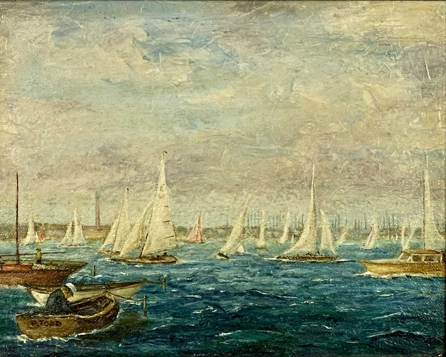 VARIOUS ARTISTS (19th century & later), Unknown oil on board - sailing vessels, 23.5 x 28.5cms, - Image 2 of 10