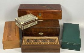 VINTAGE & LATER WOODEN & OTHER BOXES, to include Victorian Rosewood lidded box, mother of pearl