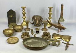 BRASS & METAL COLLECTABLES including a cast brass ram's head plaque, 15cms (h), circular cast