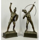 A PAIR OF SPELTER FIGURES Roman archer and Roman soldier holding shield, 42cms (h) Provenance: