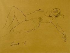 ‡ OLIVER O' CONNOR BARRETT ('63) pencil sketch - reclining nude female, signed and dated lower left,