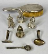 SMALL SILVER & WHITE METAL COLLECTION (7 + 1 respectively), comprising four condiment items, various