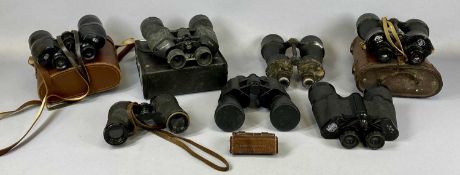 VINTAGE BINOCULARS A COLLECTION, Hans Weiss 16x50, military pair 8x30, Ross London 10x40 etc.