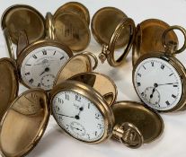 GOLD PLATED FULL HUNTER POCKET WATCHES & VACANT CASES, to include a Waltham USA working order when