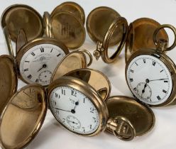 GOLD PLATED FULL HUNTER POCKET WATCHES & VACANT CASES, to include a Waltham USA working order when