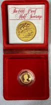 ELIZABETH II 1980 GOLD PROOF HALF SOVEREIGN, original presentation case with protective capsule,