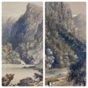 UNKNOWN 19TH CENTURY pair of watercolours - Killarney entitled verso "Gap of Dunloe" and "