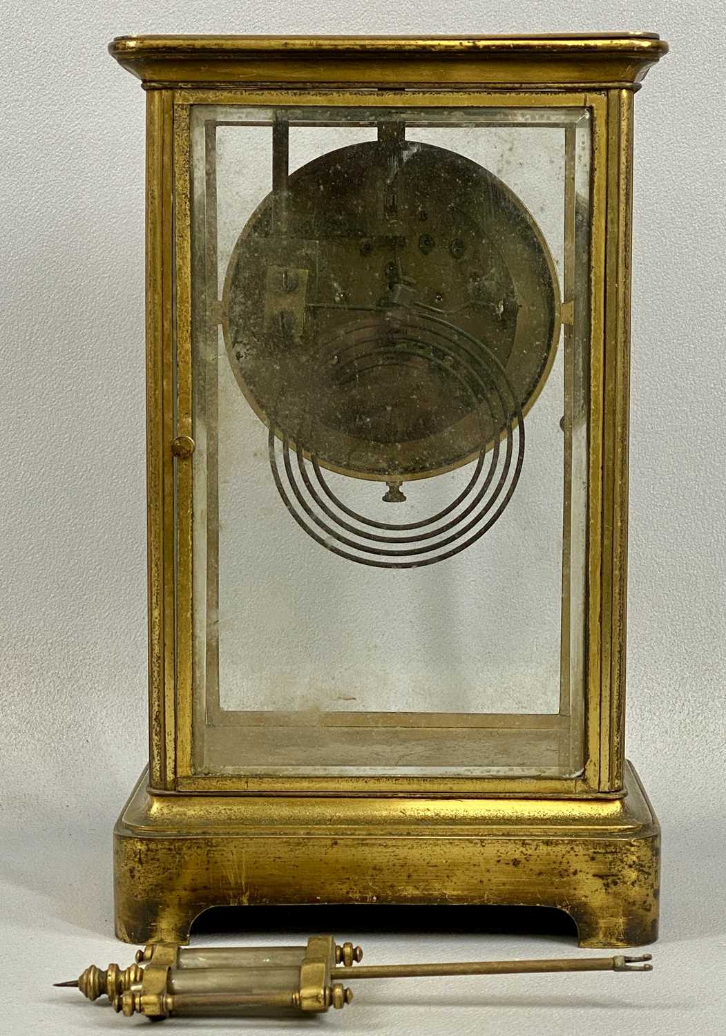 JAPY FRERES 19TH CENTURY GILDED BRASS CASED MANTEL CLOCK, with mercury pendulum, circular dial - Image 2 of 3
