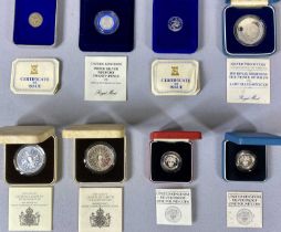 SIX ROYAL MINT SILVER PROOF COINS & TWO POBJOY COINS - ISLE OF MAN, silver proofs comprising 1980