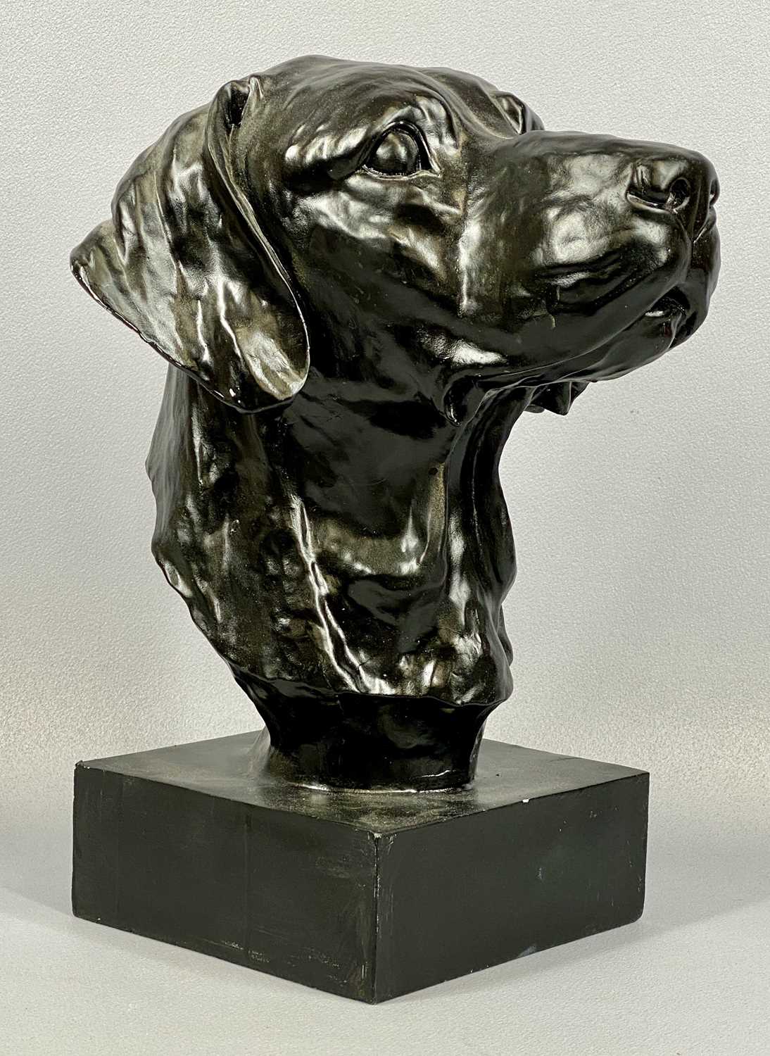 THREE SCULPTURAL COLLECTABLES comprising painted plaster bust of black labrador, 32cms (h), - Image 4 of 4