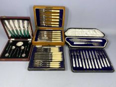 HALLMARKED SILVER & EPNS CASED CUTLERY COLLECTION, comprising silver and mother of pearl fish