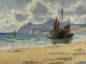 ‡ WARREN WILLIAMS watercolour - boat off Penmaenmawr, signed, 33 x 50cms Provenance: deceased estate