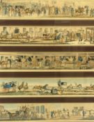 GEORGE FORTH hand coloured coaching scene prints - published 1822, mounted and displayed set of five