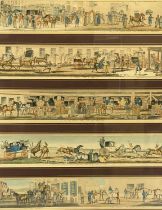 GEORGE FORTH hand coloured coaching scene prints - published 1822, mounted and displayed set of five