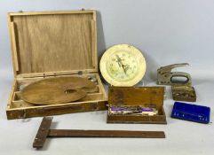 WOODEN ARTISTS CASE, OFFICE GOODS, DRAWING INSTRUMENTS ETC., the case labelled V. Casterbridge,