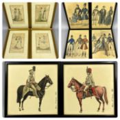 ANTIQUE FASHION & MILITARY DRESS PRINTS COLLECTION - ladies x 4 depicting morning dress for July,