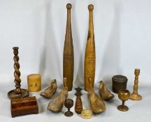 ITEMS OF TREEN & COLLECTABLES, including Indian clubs a pair, stamped A. G. Spalding & Bros 1942,