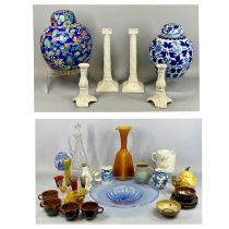 GROUP OF MIXED CERAMICS, including a contemporary Chinese ginger jar and cover, polychrome floral