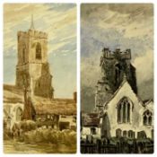 ‡ REV. JOHN LOUIS PETIT (British 1801 - 1868) watercolours a pair - entitled verso "Kirby Church,