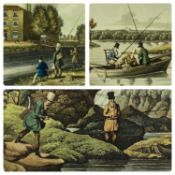 JAMES POLLARD & HENRY ALKEN three fishing related etchings - "Bottom Fishing" published 1831, 27 x