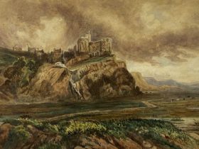 ‡ JOHN LLOYD BOND (British fl.1868) watercolour - extensive landscape with castle on hill, signed
