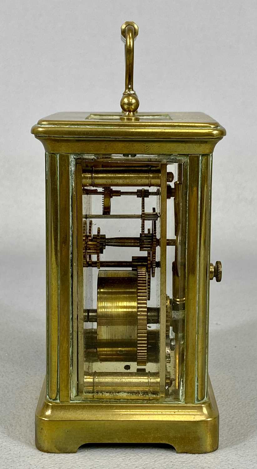 FRENCH GILDED BRASS CASED CARRIAGE CLOCK in leather travel case, 14cms (h) Provenance: private - Image 4 of 6