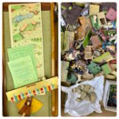 VINTAGE GAMES/TOYS, farmyard set with painted lead animals, buildings and other accessories and a