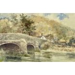 ‡ JEREMY YATES PRCA (British 20th Century) watercolour - entitled verso "Maentwrog Bridge 1996",