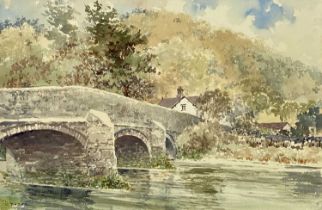 ‡ JEREMY YATES PRCA (British 20th Century) watercolour - entitled verso "Maentwrog Bridge 1996",