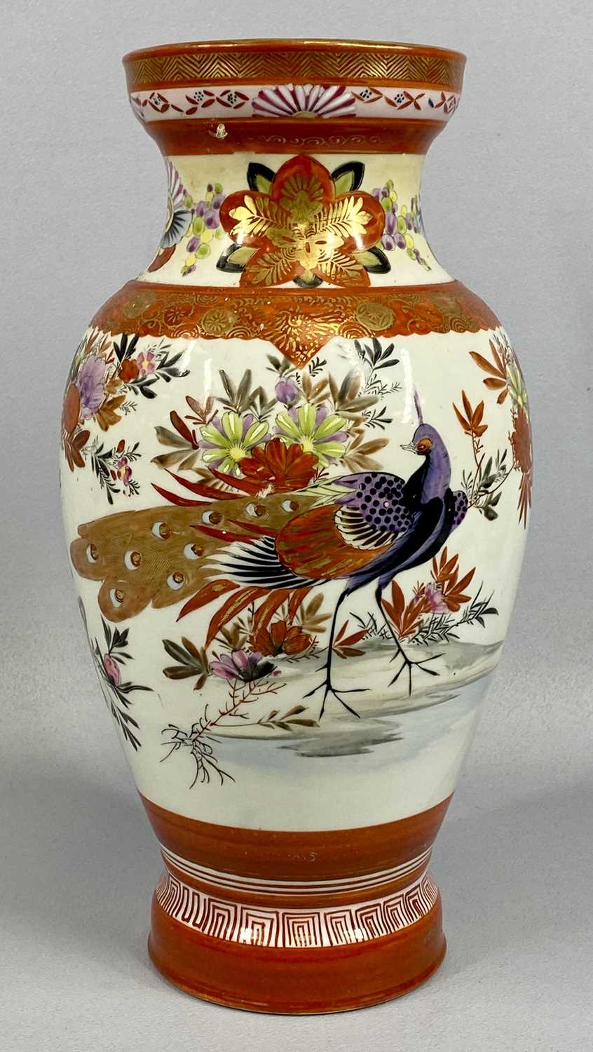 JAPANESE KUTANI VASES A PAIR, late 19th century, decorated with exotic birds and flowers, signed - Image 2 of 4