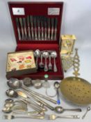 SMALL SILVER, PLATED & OTHER CUTLERY & COLLECTABLES, small silver comprises enamel top cut glass