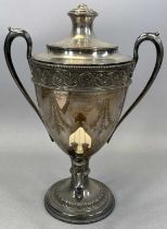 ELKINGTON & CO SILVER PLATED SAMOVAR twin handled classical urn form, embossed and chase