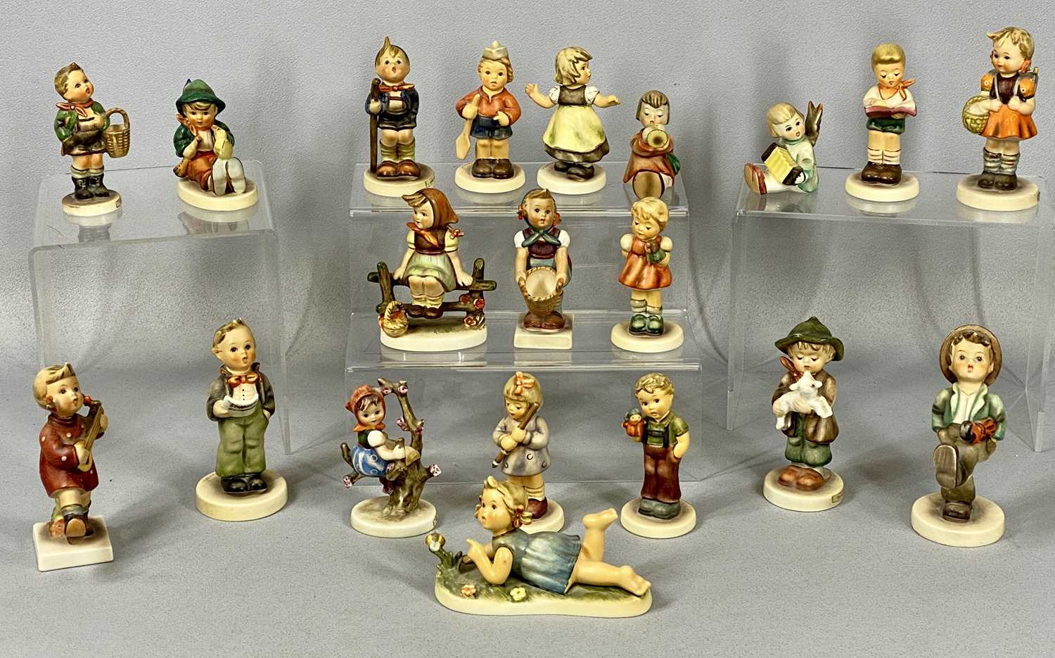 COLLECTION OF HUMMEL FIGURINES (20), including School Girl, The Lost Sheep, Singing Lesson, Happy