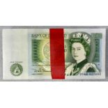 ONE HUNDRED CONSECUTIVE RUN ONE POUND BANK NOTES, unused near mint, consecutive numbers DS65527602 -